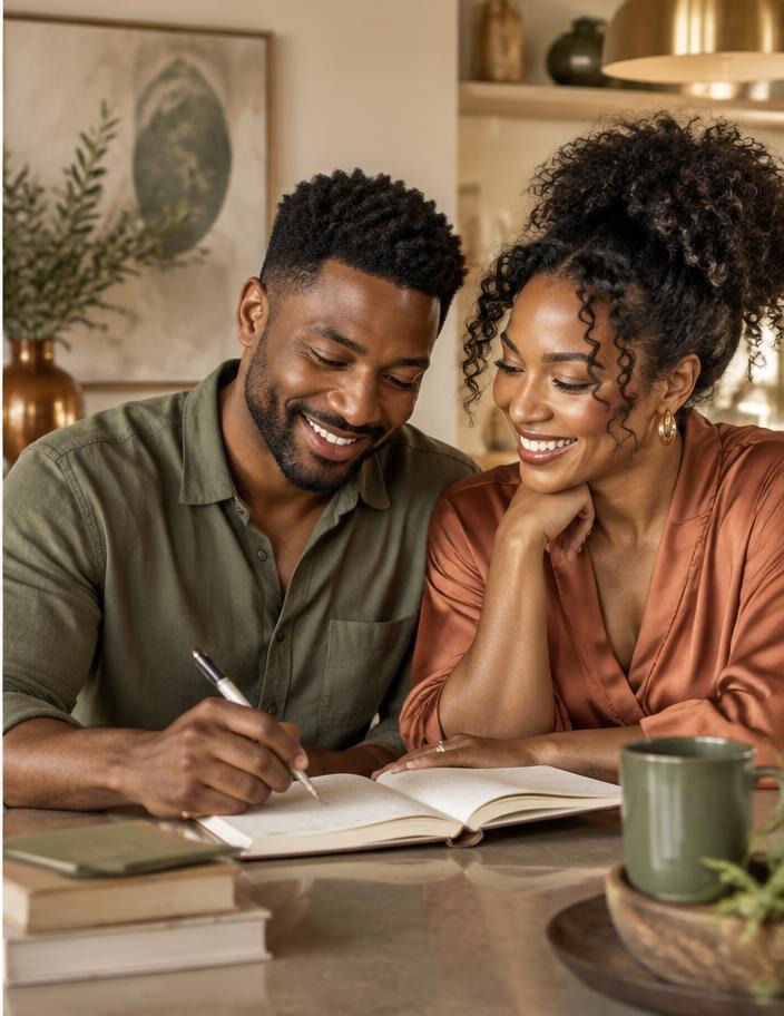 A Black couple reflecting and planning together